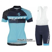 2016 Maillot Ciclismo Scott Noir Bleu Manches Courtes et Cuissard