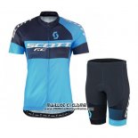 2016 Maillot Ciclismo Scott Noir et Bleu Manches Courtes et Cuissard