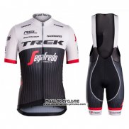 2016 Maillot Ciclismo Trek Segafredo Noir et Blanc Manches Courtes et Cuissard