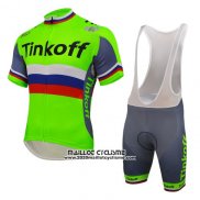 2016 Maillot Ciclismo UCI Mondo Champion Tinkoff Vert Manches Courtes et Cuissard