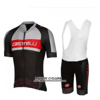 2017 Maillot Ciclismo Castelli Gris et Noir Manches Courtes et Cuissard