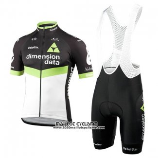 2017 Maillot Ciclismo Dimension Data Vert et Noir Manches Courtes et Cuissard