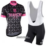 2017 Maillot Ciclismo Femme Bianchi Rose Manches Courtes et Cuissard