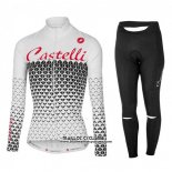 2017 Maillot Ciclismo Femme Castelli Blanc Manches Longues et Cuissard