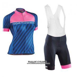 2017 Maillot Ciclismo Femme Northwave Bleu et Rose Manches Courtes et Cuissard