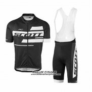 2017 Maillot Ciclismo Scott Noir et Blanc Manches Courtes et Cuissard