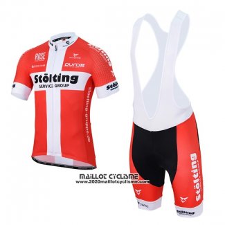 2017 Maillot Ciclismo Stolting Blanc et Rouge Manches Courtes et Cuissard