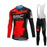 2018 Maillot Ciclismo BMC Rouge et Noir Manches Longues et Cuissard