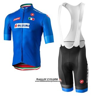 2018 Maillot Ciclismo Italie Bleu Manches Courtes et Cuissard(1)