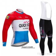 2018 Maillot Ciclismo Quick Step Floors Rouge Blanc Bleu Manches Longues et Cuissard