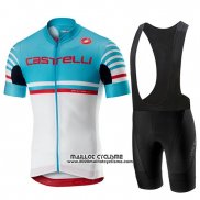 2019 Maillot Ciclismo Castelli Free AR 4.1 Azur Blanc Manches Courtes et Cuissard