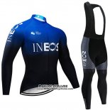 2019 Maillot Ciclismo Castelli Ineos Noir Bleu Manches Longues et Cuissard