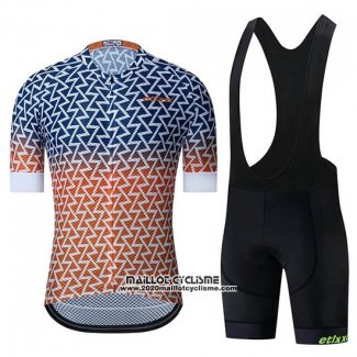 2019 Maillot Ciclismo Etixxl Bleu Orange Manches Courtes et Cuissard