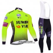 2019 Maillot Ciclismo Jumbo Visma Vert Noir Manches Longues et Cuissard