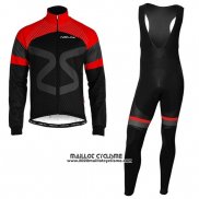 2019 Maillot Ciclismo Nalini Noir Rouge Manches Longues et Cuissard