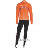 2019 Maillot Ciclismo Pays Bas Orange Manches Longues et Cuissard