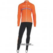 2019 Maillot Ciclismo Pays Bas Orange Manches Longues et Cuissard