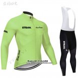 2019 Maillot Ciclismo STRAVA Lumiere Vert Manches Longues et Cuissard