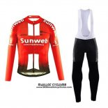 2019 Maillot Ciclismo Sunweb Orange Blanc Manches Longues et Cuissard