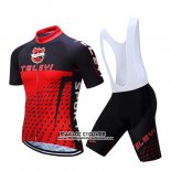2019 Maillot Ciclismo Teleyi Bike Rouge Noir Manches Courtes et Cuissard