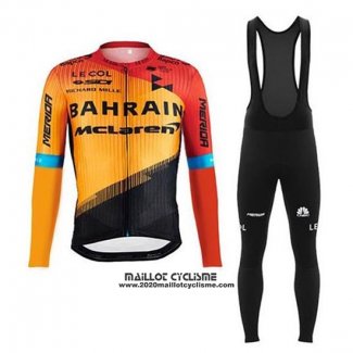 2020 Maillot Ciclismo Bahrain Mclaren Orange Noir Manches Longues et Cuissard