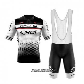 2020 Maillot Ciclismo EKOI Blanc Noir Manches Courtes et Cuissard