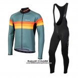 2020 Maillot Ciclismo Nalini Vert Orange Manches Longues et Cuissard