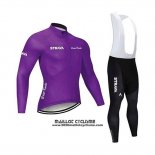 2020 Maillot Ciclismo STRAVA Fonce Violet Manches Longues et Cuissard
