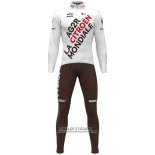 2021 Maillot Cyclisme Ag2r La Mondiale Blanc Manches Longues et Cuissard