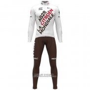 2021 Maillot Cyclisme Ag2r La Mondiale Blanc Manches Longues et Cuissard