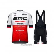 2021 Maillot Cyclisme BMC Blanc Rouge Manches Courtes et Cuissard