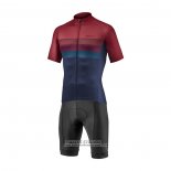 2021 Maillot Cyclisme Giant Fonce Rouge Bleu Manches Courtes et Cuissard