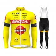 2022 Maillot Cyclisme Bingoal WB Jaune Manches Longues et Cuissard