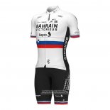 2022 Maillot Cyclisme Slovenie Champion Bahrain Victorious Blanc Rouge Manches Courtes et Cuissard