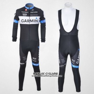 2011 Maillot Ciclismo Garmin Cervelo Blanc et Noir Manches Longues et Cuissard