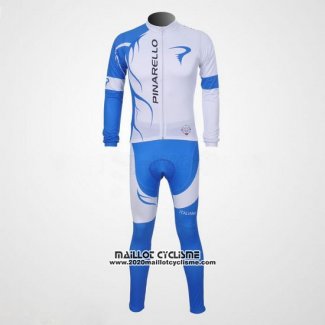 2011 Maillot Ciclismo Pinarello Azur et Blanc Manches Longues et Cuissard