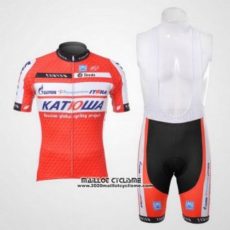 2012 Maillot Ciclismo Katusha Blanc et Orange Manches Courtes et Cuissard