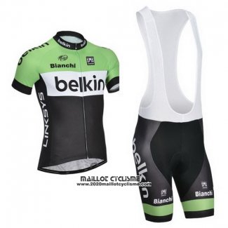 2014 Maillot Ciclismo Belkin Vert et Noir Manches Courtes et Cuissard