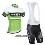 2014 Maillot Ciclismo Scott Blanc et Vert Manches Courtes et Cuissard