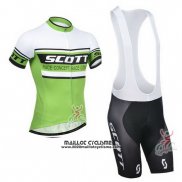 2014 Maillot Ciclismo Scott Blanc et Vert Manches Courtes et Cuissard