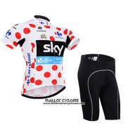 2015 Maillot Ciclismo Sky Lider Blanc et Rouge Manches Courtes et Cuissard