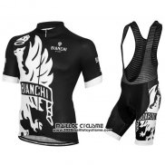 2016 Maillot Ciclismo Bianchi Blanc et Noir Manches Courtes et Cuissard