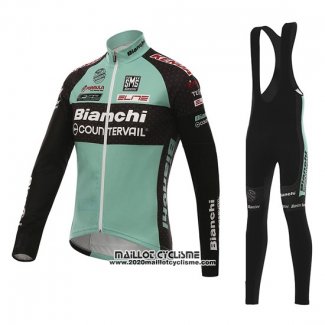 2016 Maillot Ciclismo Bianchi MTB Noir et Vert Manches Longues et Cuissard