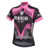 2016 Maillot Ciclismo Bianchi Noir et Fuchsia Manches Courtes et Cuissard
