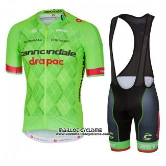 2016 Maillot Ciclismo Cannondale Drapac Vert et Noir Manches Courtes et Cuissard