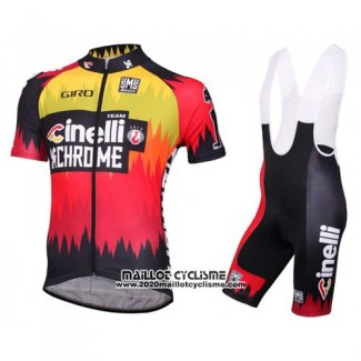 2016 Maillot Ciclismo Cinelli Chrome Rouge et Noir Manches Courtes et Cuissard