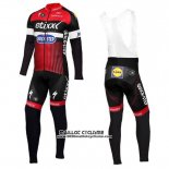 2016 Maillot Ciclismo Etixx Quick Step Rouge et Noir Manches Longues et Cuissard