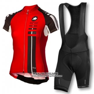 2016 Maillot Ciclismo Femme Assos Noir et Rouge Manches Courtes et Cuissard