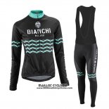 2016 Maillot Ciclismo Femme Bianchi Noir Manches Longues et Cuissard