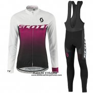 2016 Maillot Ciclismo Femme Scott Rouge et Blanc Manches Longues et Cuissard